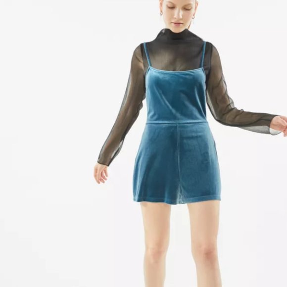 Urban Outfitters Pants - NWT $70 UO Blue Velvet Strap-Back Romper Size M